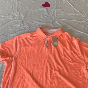 BUCKLE neon orange prep shirt.